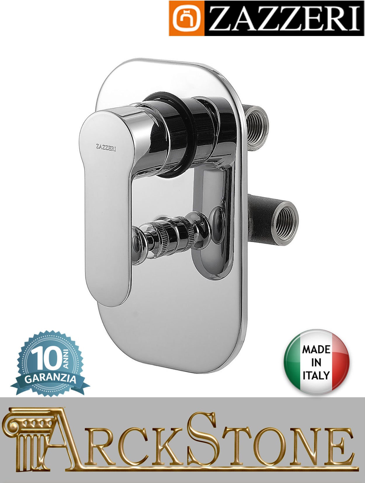 Miscelatore doccia marca Zazzeri modello Ultra finitura ottone cromato parete incasso muro completo deviatore Due Vie rubinetteria mix acqua arredo bagno arredamento casa home azienda garanzia 10 anni qualità made in italy