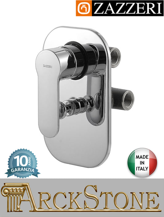 Miscelatore doccia marca Zazzeri modello Ultra finitura ottone cromato parete incasso muro completo deviatore Due Vie rubinetteria mix acqua arredo bagno arredamento casa home azienda garanzia 10 anni qualità made in italy