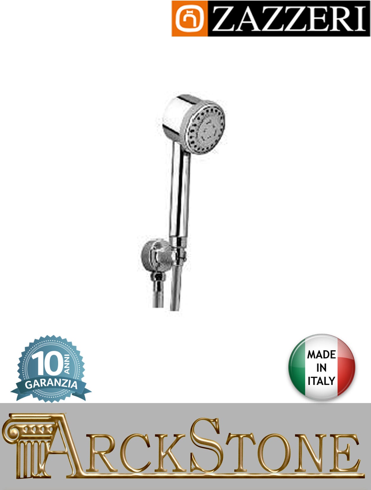 Set doccia marca Zazzeri modello Ultra finitura cromata parete completa doccetta Ø70 mm presa acqua muro supporto attacco arredo bagno arredamento casa home azienda certificata garanzia 10 anni qualità made in italy