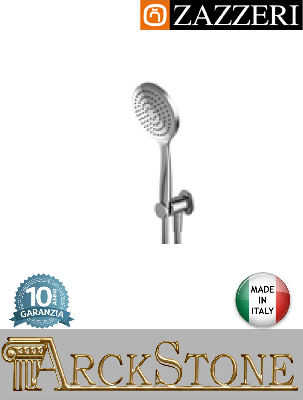 Set doccia marca Zazzeri modello Ultra finitura cromata parete completa doccetta Ø130 mm presa acqua muro supporto attacco arredo bagno arredamento casa azienda certificata garanzia 10 anni qualità made in italy
