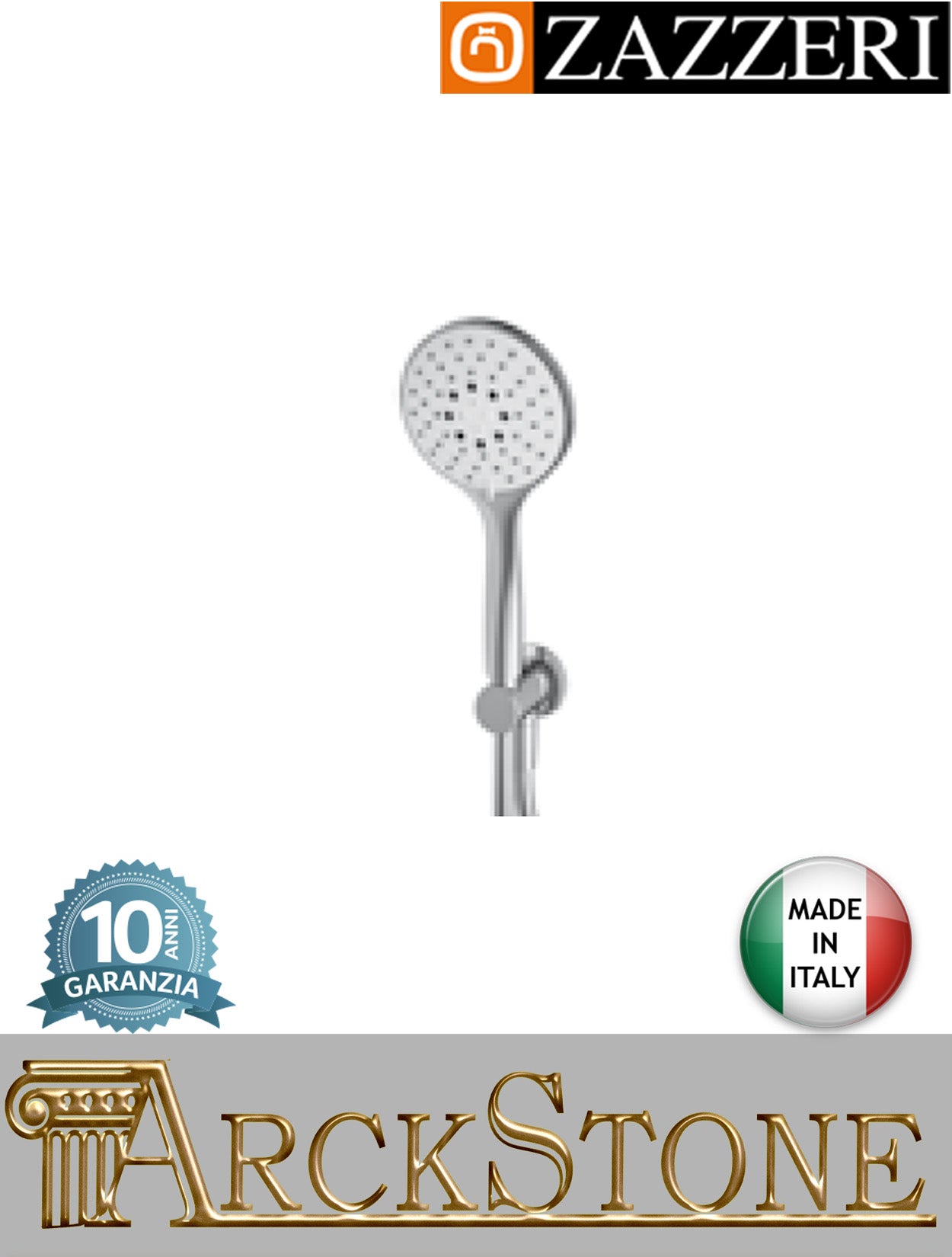 Set doccia marca Zazzeri modello Ultra finitura cromata parete completa doccetta Ø130 mm multifunzione presa acqua muro supporto attacco arredo bagno arredamento casa azienda garanzia 10 anni qualità made in italy