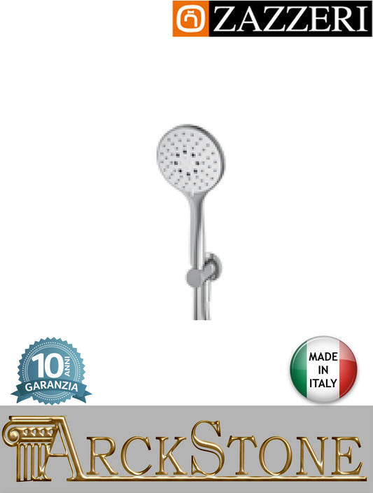 Set doccia marca Zazzeri modello Ultra finitura cromata parete completa doccetta Ø130 mm multifunzione presa acqua muro supporto attacco arredo bagno arredamento casa azienda garanzia 10 anni qualità made in italy