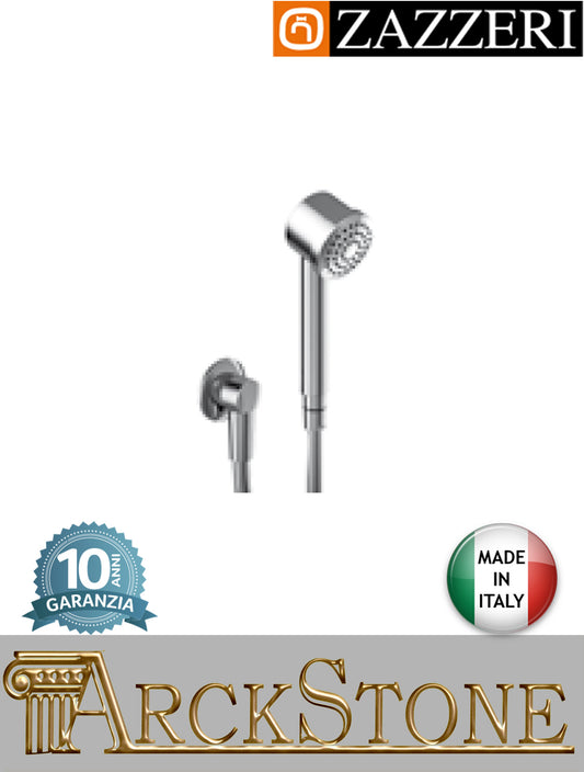 Set doccia per asta saliscendi marca Zazzeri modello Ultra finitura cromato parete completo doccetta Ø70 mm anticalcare flessibile presa acqua muro arredo bagno cromo casa garanzia 10 anni qualità made in italy