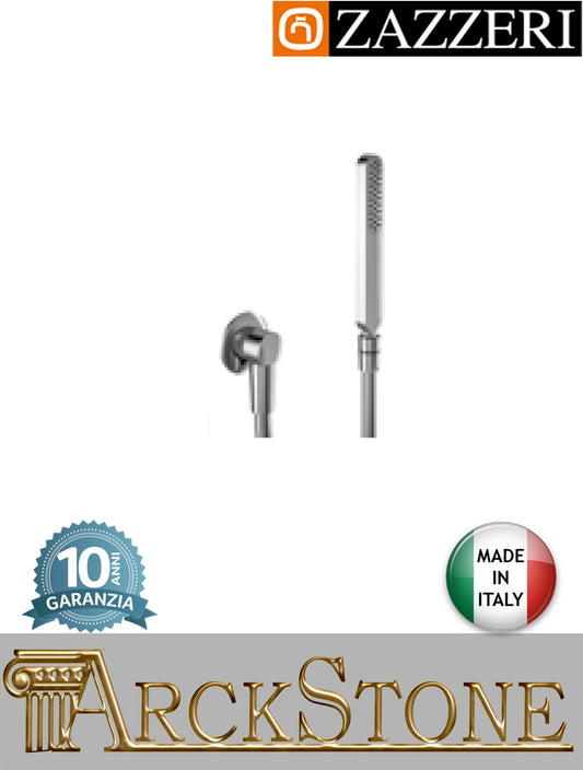 Set doccia per asta saliscendi marca Zazzeri modello Ultra finitura cromato parete completo doccetta anticcalcare flessibile presa acqua muro arredo bagno cromo casa home garanzia 10 anni qualità made in italy