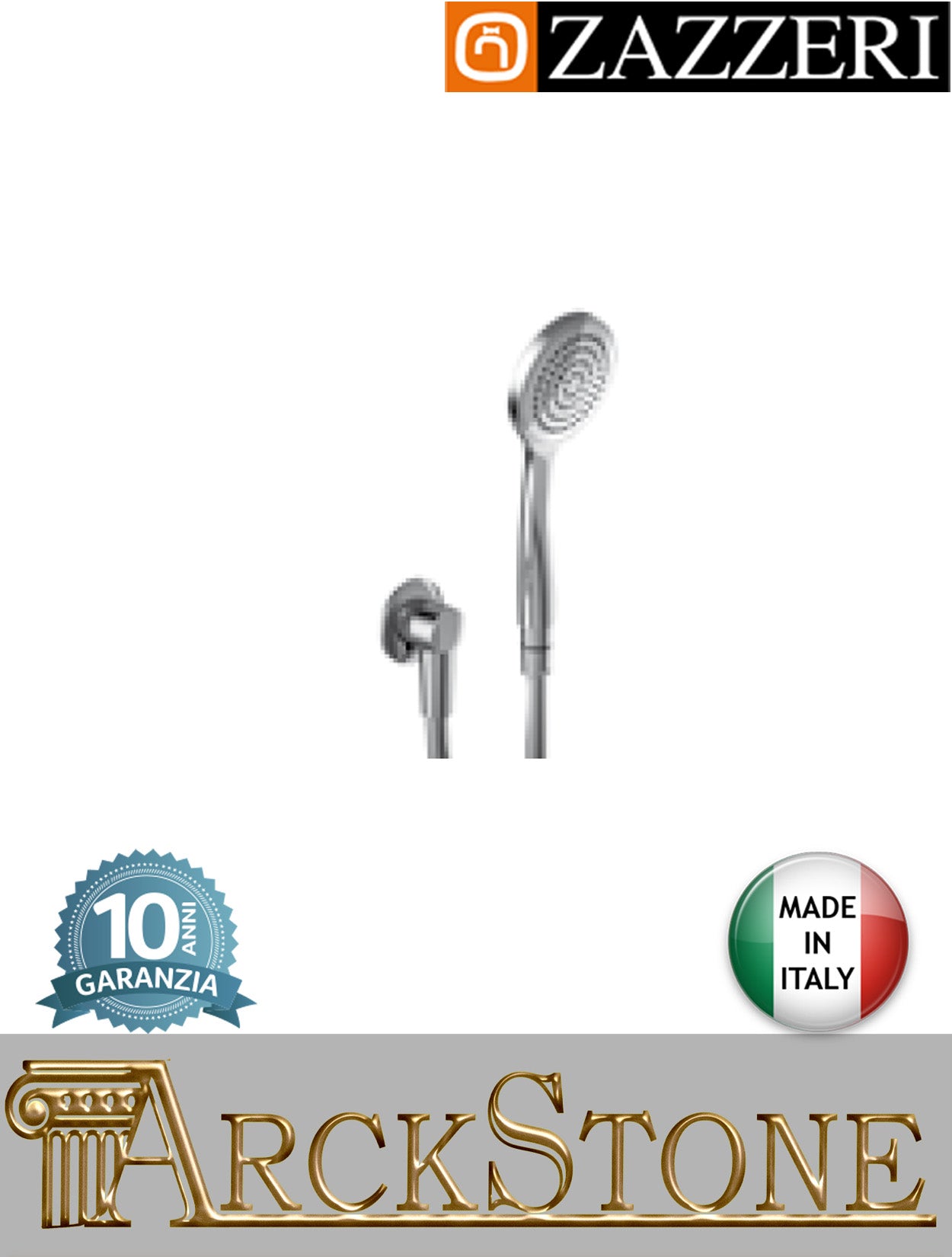 Set doccia per asta saliscendi marca Zazzeri modello Ultra finitura cromato parete completo doccetta Ø100 mm anticcalcare flessibile presa acqua muro arredo bagno cromo casa garanzia 10 anni qualità made in italy