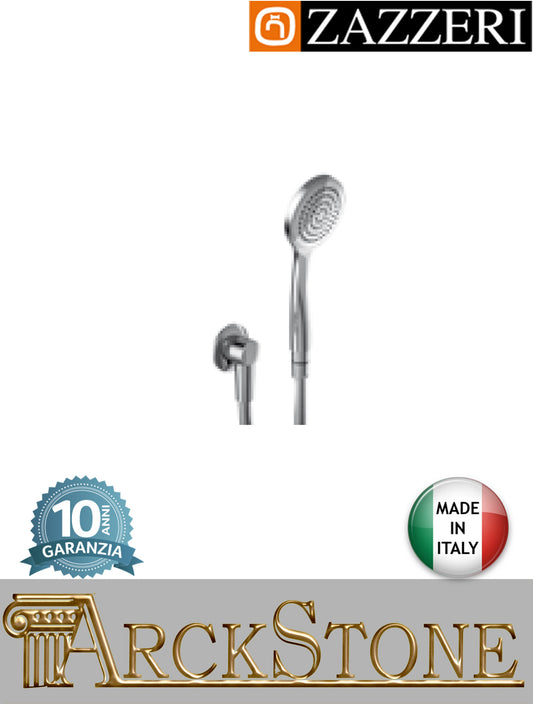 Set doccia per asta saliscendi marca Zazzeri modello Ultra finitura cromato parete completo doccetta Ø100 mm anticcalcare flessibile presa acqua muro arredo bagno cromo casa garanzia 10 anni qualità made in italy