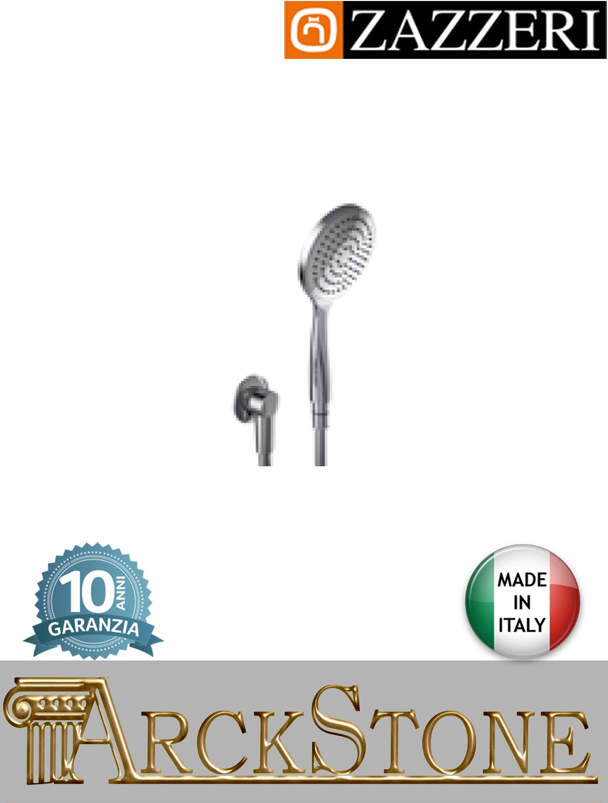 Set doccia per asta saliscendi marca Zazzeri modello Ultra finitura cromato parete completo doccetta Ø130 mm anticcalcare flessibile presa acqua muro arredo bagno cromo casa garanzia 10 anni qualità made in italy