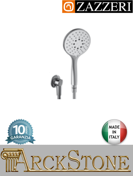 Set doccia per asta saliscendi marca Zazzeri modello Ultra finitura cromato parete completo doccetta Ø130 mm multifunzione anticcalcare flessibile presa acqua muro bagno cromo garanzia 10 anni qualità made in italy 