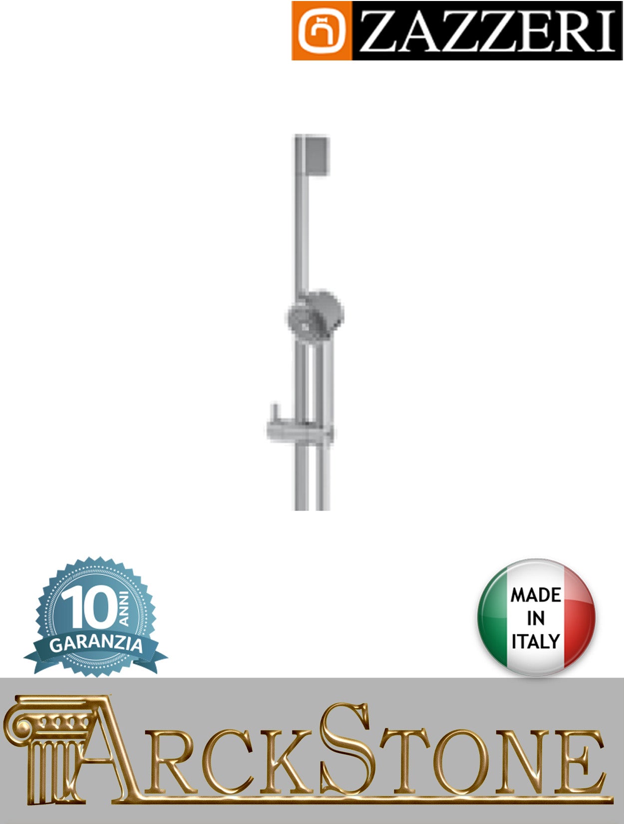 Asta saliscendi marca Zazzeri modello Ultra finitura ottone cromato parete completo doccetta Ø70 mm anticalcare attacco supporto flessibile presa acqua muro arredo bagno cromo garanzia 10 anni qualità made in italy 