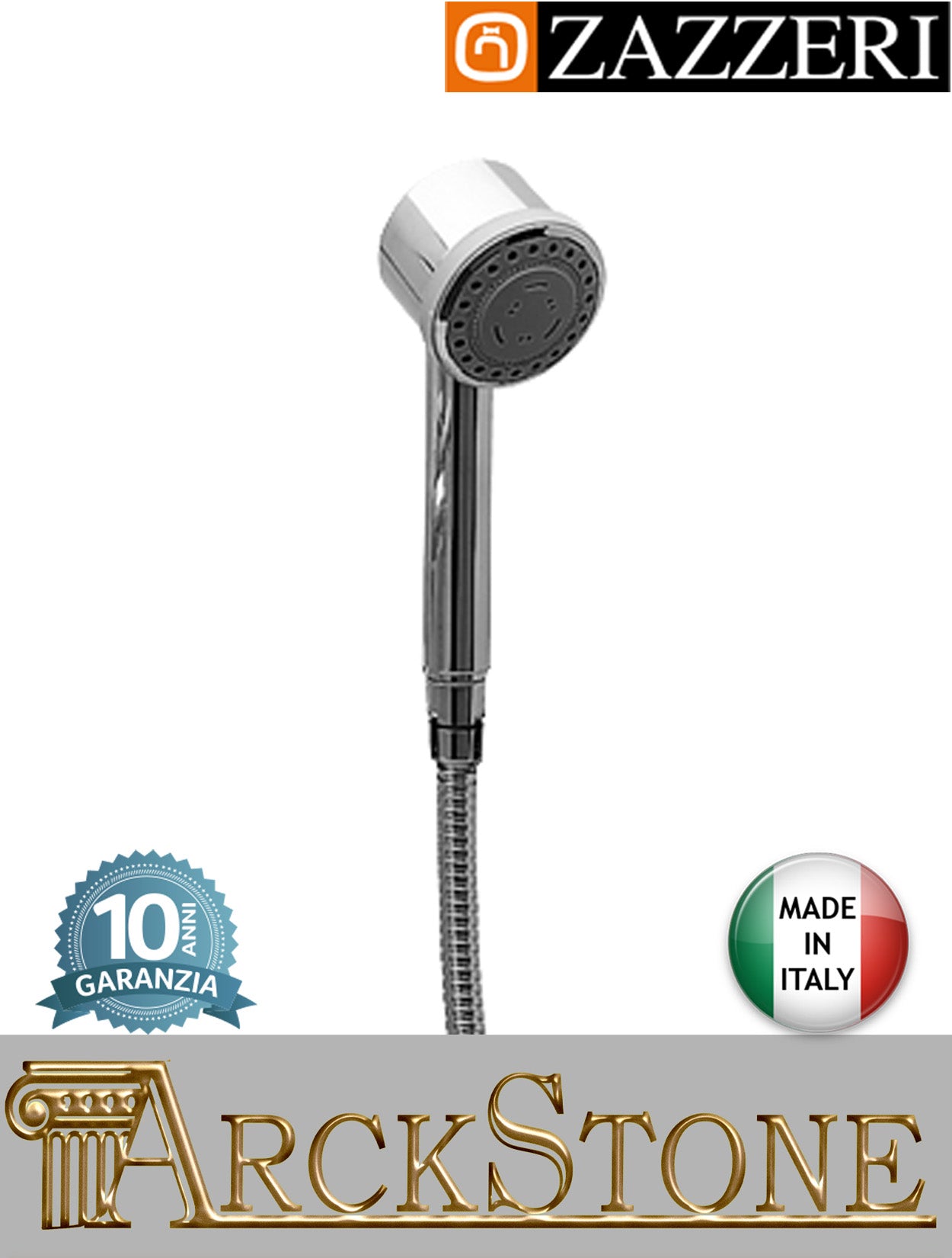 Set doccia marca Zazzeri modello Ultra finitura cromata doccetta Ø70 mm flessibile arredo bagno arredamento casa home acqua mano azienda certificata garanzia 10 anni qualità made in italy