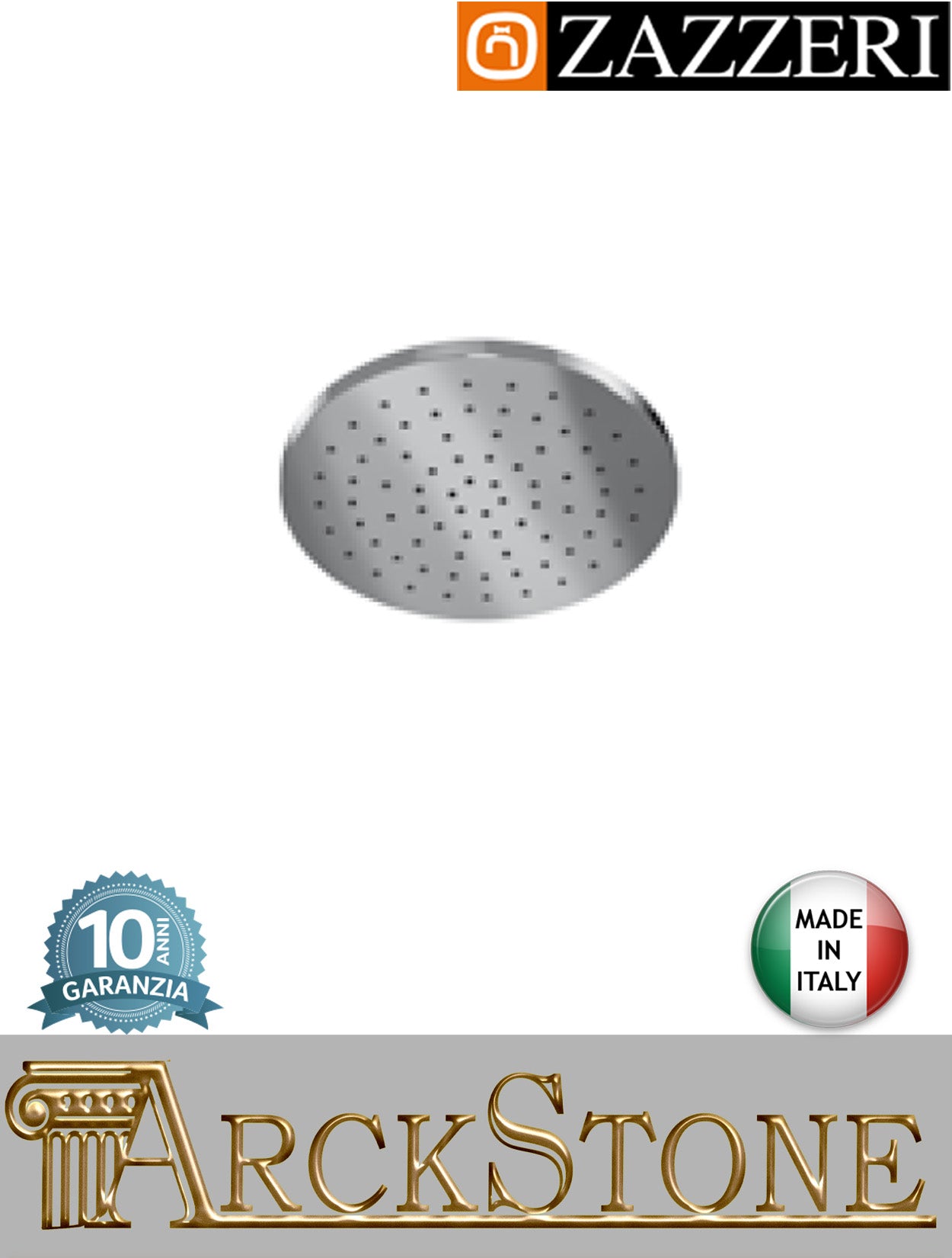 Soffione doccia Ø250 mm marca Zazzeri modello Ultra finitura ABS cromata parete soffitto muro anticalcare acqua arredamento casa home arredo bagno azienda certificata garanzia 10 anni qualità made in italy