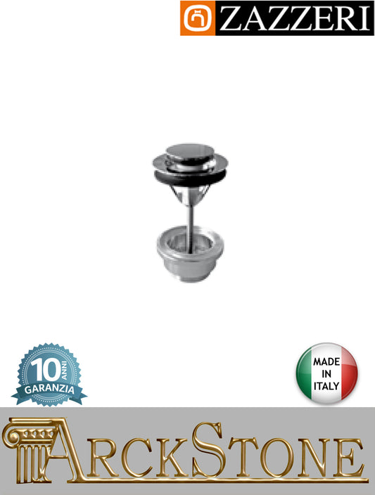 Piletta scarico marca Zazzeri modello Ultra finitura cromata comando pressione tappo Ø40 mm azienda certificata arredo bagno acqua arredamento casa home garanzia 10 anni qualità made in italy