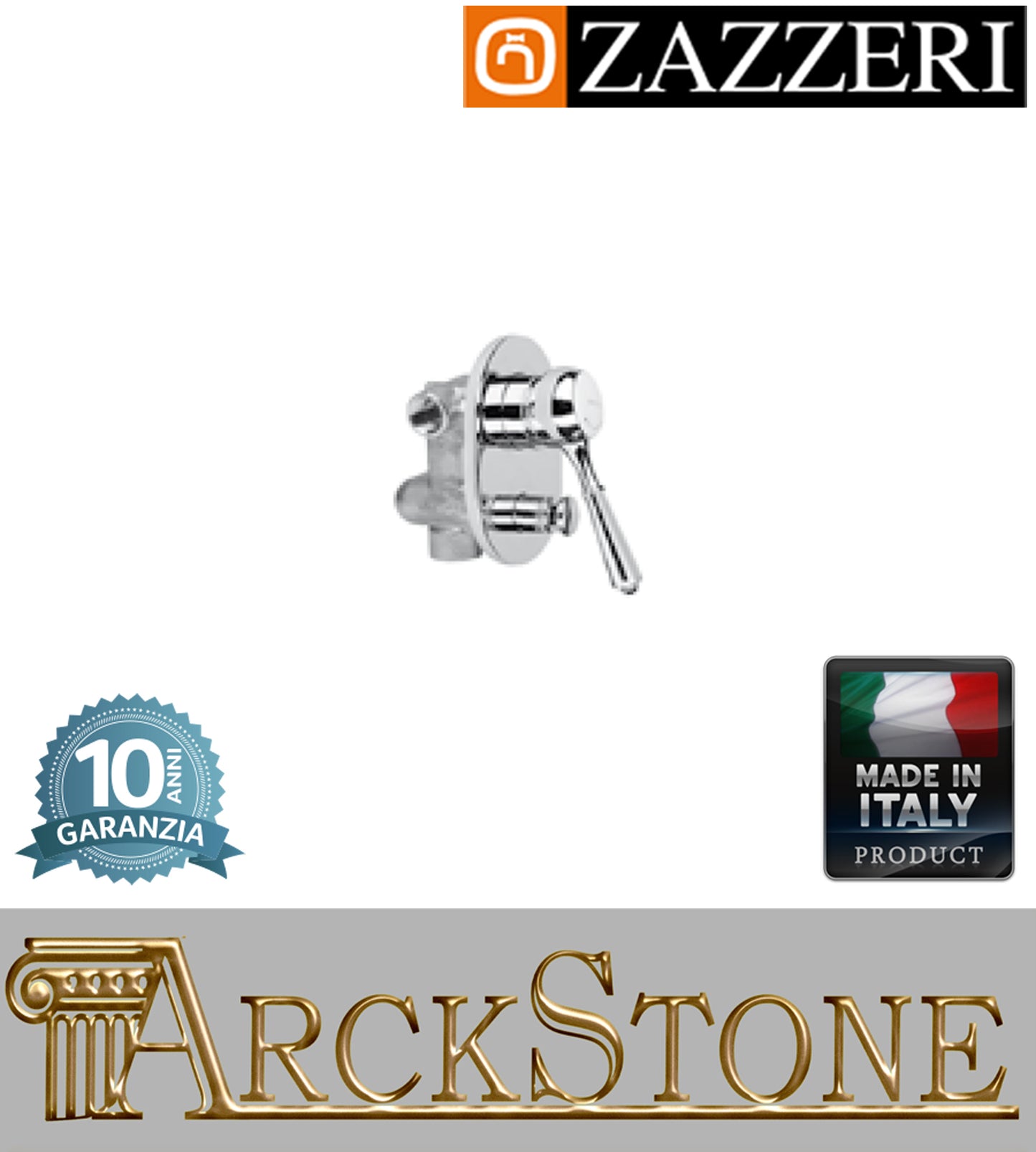 Miscelatore meccanico doccia marca Zazzeri modello Shower Unix completo finitura cromata leva metallo incasso parete rubinetto arredamento rubinetteria lavanderia cromo garanzia 10 anni azienda certificata made in italy