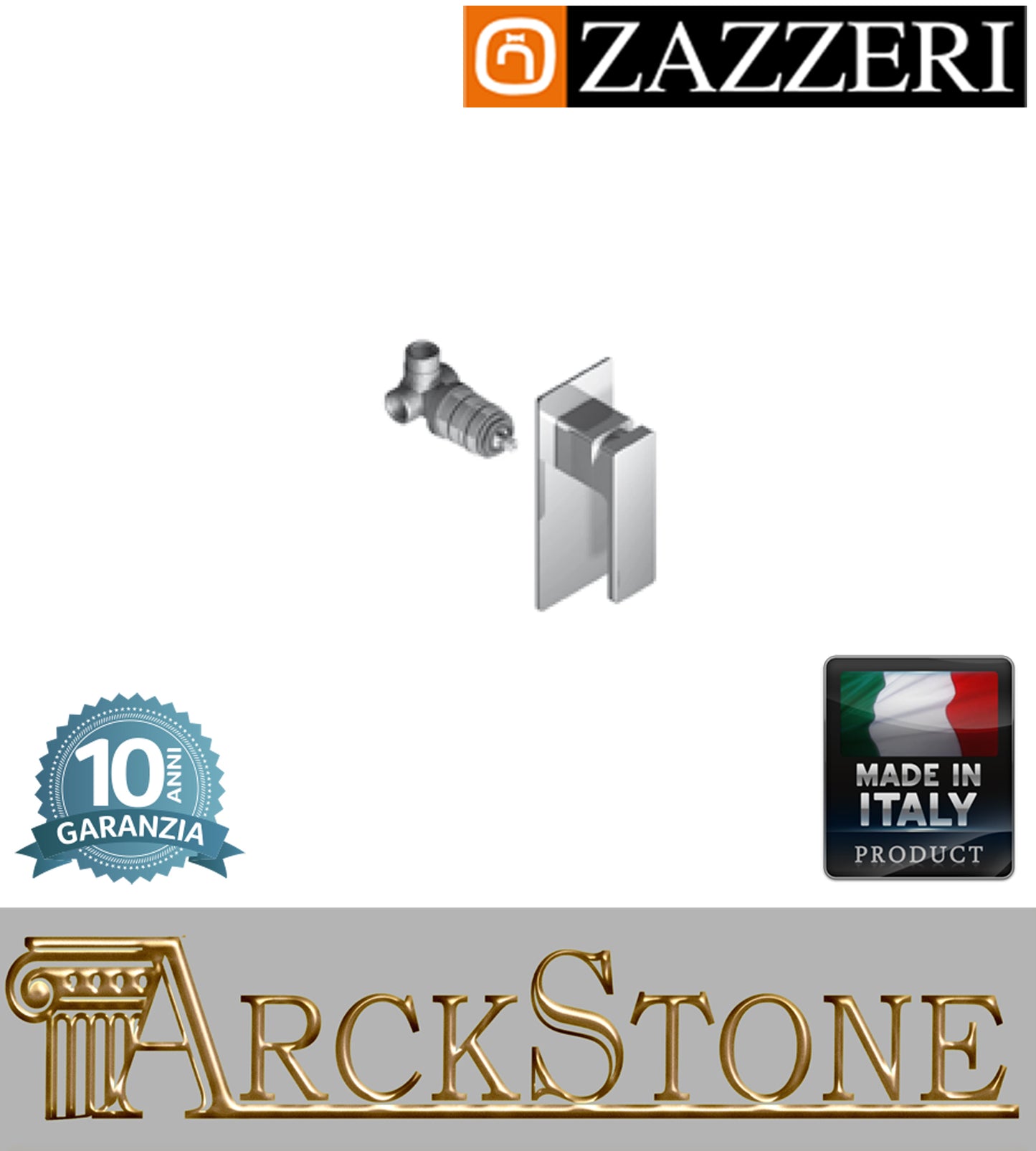 Miscelatore meccanico doccia marca Zazzeri modello Shower Unix 5700B402A00+5700A402A00 CRCR completo finitura cromata incasso parete rubinetto arredamento rubinetteria lavanderia muro cromo garanzia 10 anni azienda certificata qualità made in italy