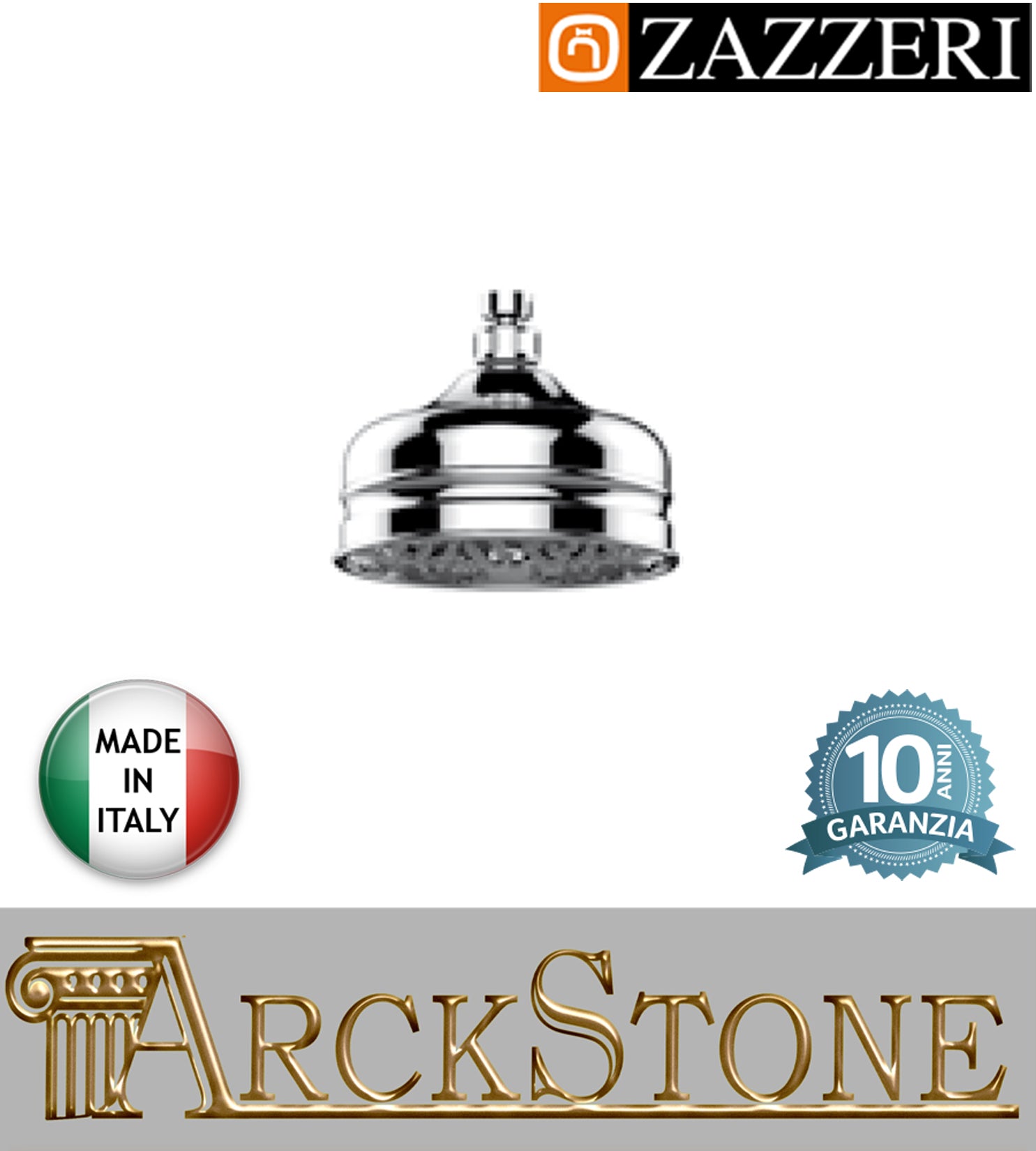 Soffione doccia tondo Ø150 mm marca Zazzeri modello Shower Unix parete finitura cromata anticalcare rubinetteria arredamento bagno cromo garanzia 10 anni azienda certificata qualità made in italy