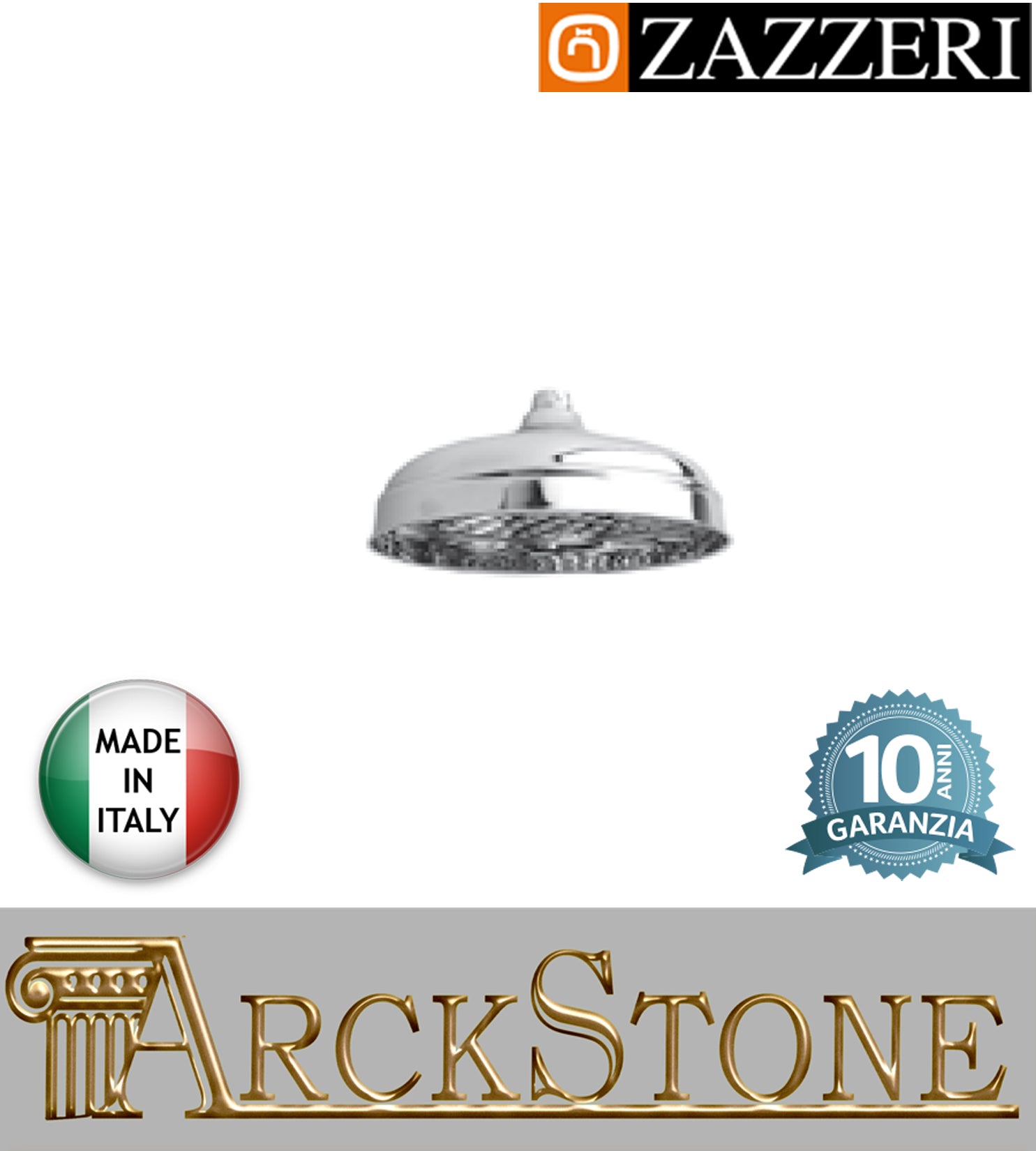 Soffione doccia tondo Ø 200 mm marca Zazzeri modello Shower Unix parete finitura cromata rubinetteria arredamento bagno cromo garanzia 10 anni azienda certificata qualità made in italy