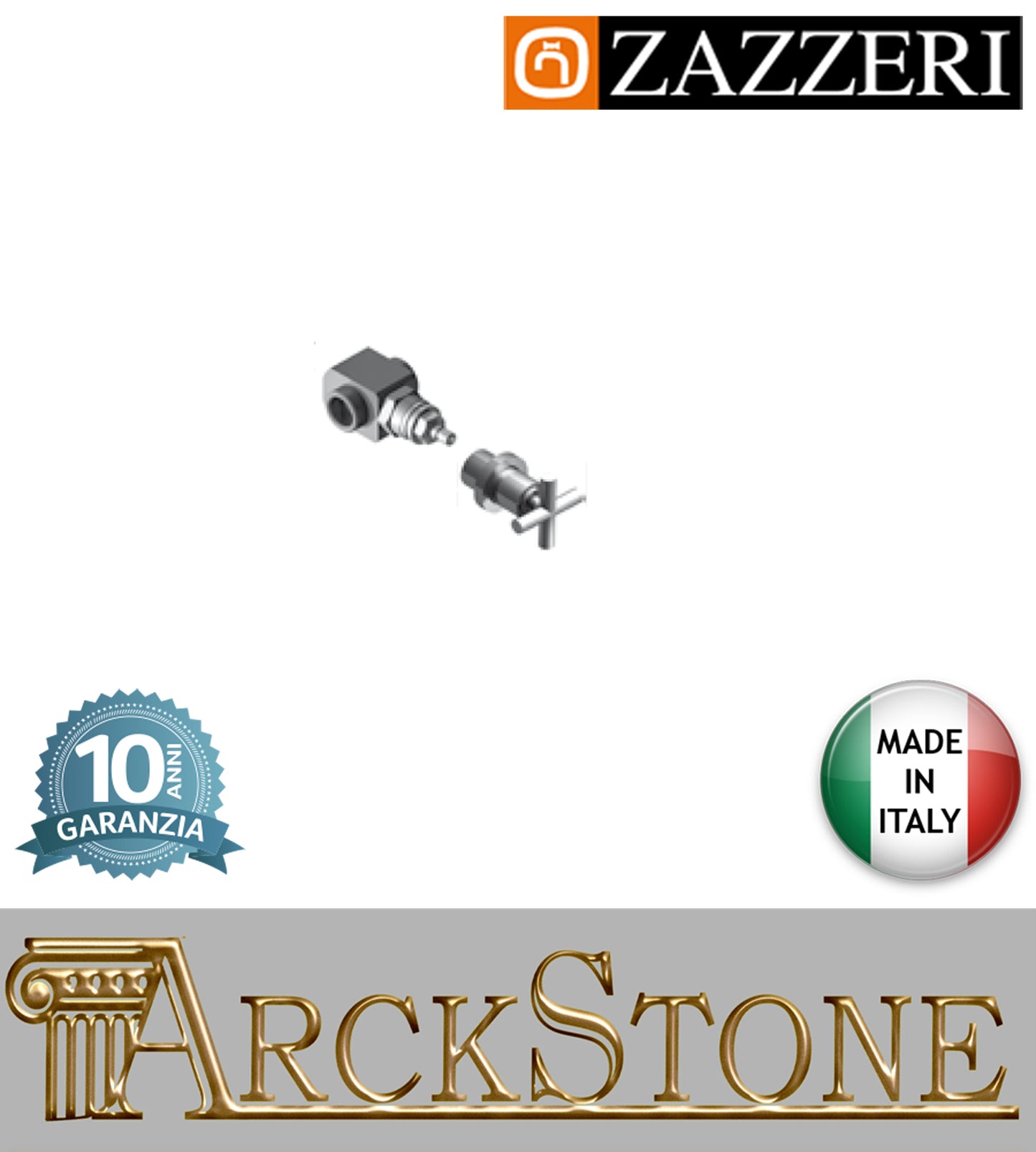 Rubinetto arresto marca Zazzeri modello Shower Unix G1/2" 4701B406A00+4700A406AA1 CRCR completo vitone ceramico 180° finitura ottone cromata incasso parete rubinetto arredamento rubinetteria cromo arredo bagno garanzia 10 anni qualità made in italy