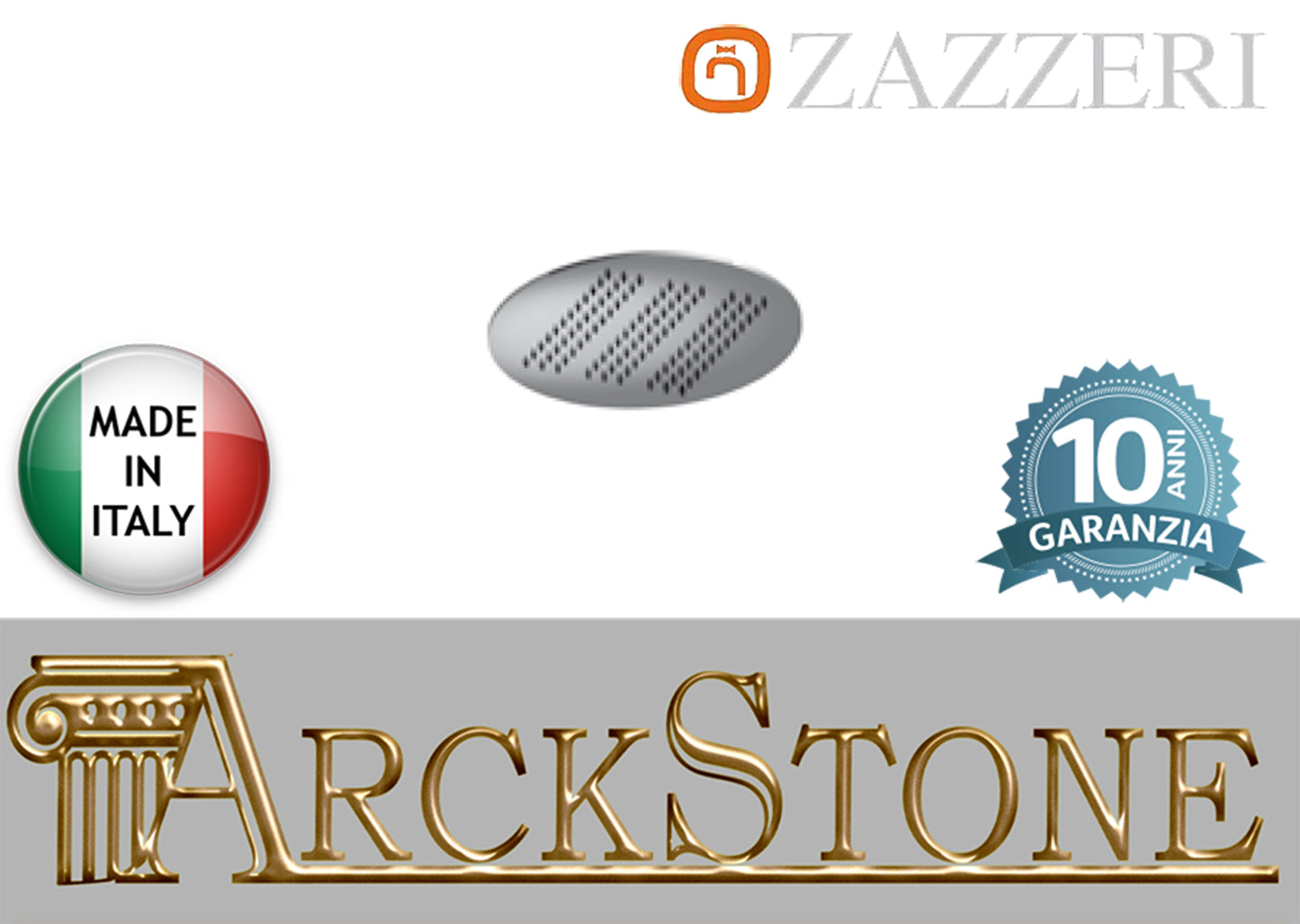 Soffione doccia marca casa Zazzeri modello Shower Unix acciaio inox tondo Ø250 mm finitura Lucida rotondo arredamento bagno soffitto parete muro anticalcare garanzia 10 anni azienda certificata qualità made in italy