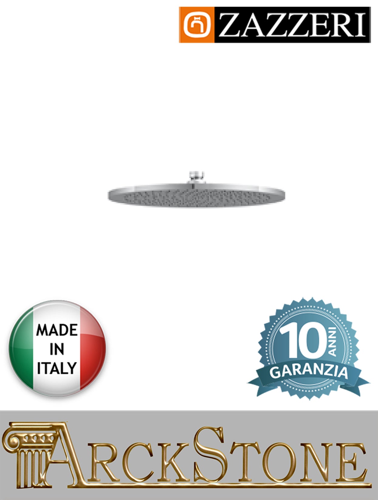 Soffione Doccia Marca Zazzeri modello Shower Unix Tondo Diametro Ø 315 mm finitura cromato rotondo arredamento bagno soffitto parete muro anticalcare Ispezionabile garanzia 10 anni azienda certificata qualità made in italy