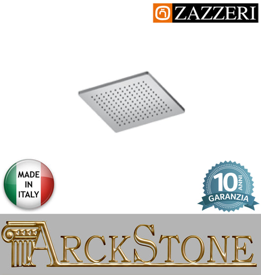Soffione Doccia Marca Zazzeri Modello Shower Unix Metallo Quadro 220x220 mm Ispezionabile Finitura Cromo Rotondo Installazione Soffitto Parete Anticalcare garanzia 10 anni azienda certificata qualità made in Italy