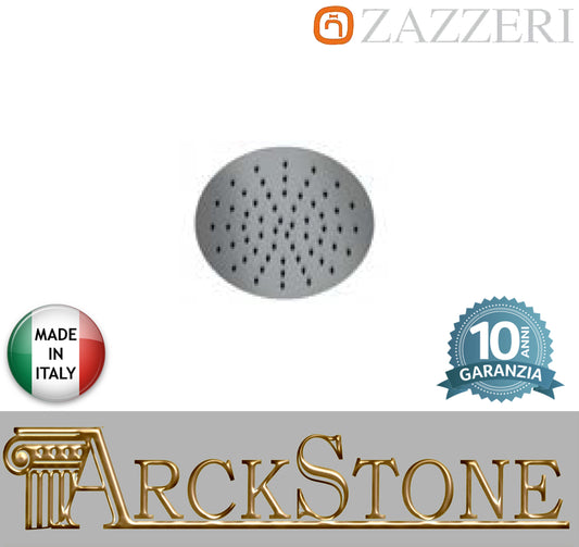 Soffione doccia marca casa Zazzeri modello Shower Unix acciaio inox light Lucido tondo Ø200 mm rotondo arredamento bagno soffitto parete muro anticalcare garanzia 10 anni azienda certificata qualità made in italy