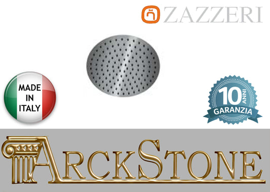 Soffione doccia marca casa Zazzeri modello Shower Unix acciaio inox light tondo Diametro Ø 250 mm Finitura Lucida rotondo arredamento bagno soffitto parete muro anticalcare garanzia 10 anni azienda certificata qualità made in italy