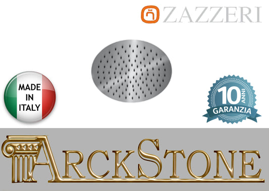 Soffione doccia marca casa Zazzeri modello Shower Unix acciaio inox light Lucido tondo Ø300 mm rotondo arredamento bagno soffitto parete muro anticalcare garanzia 10 anni azienda certificata qualità made in italy