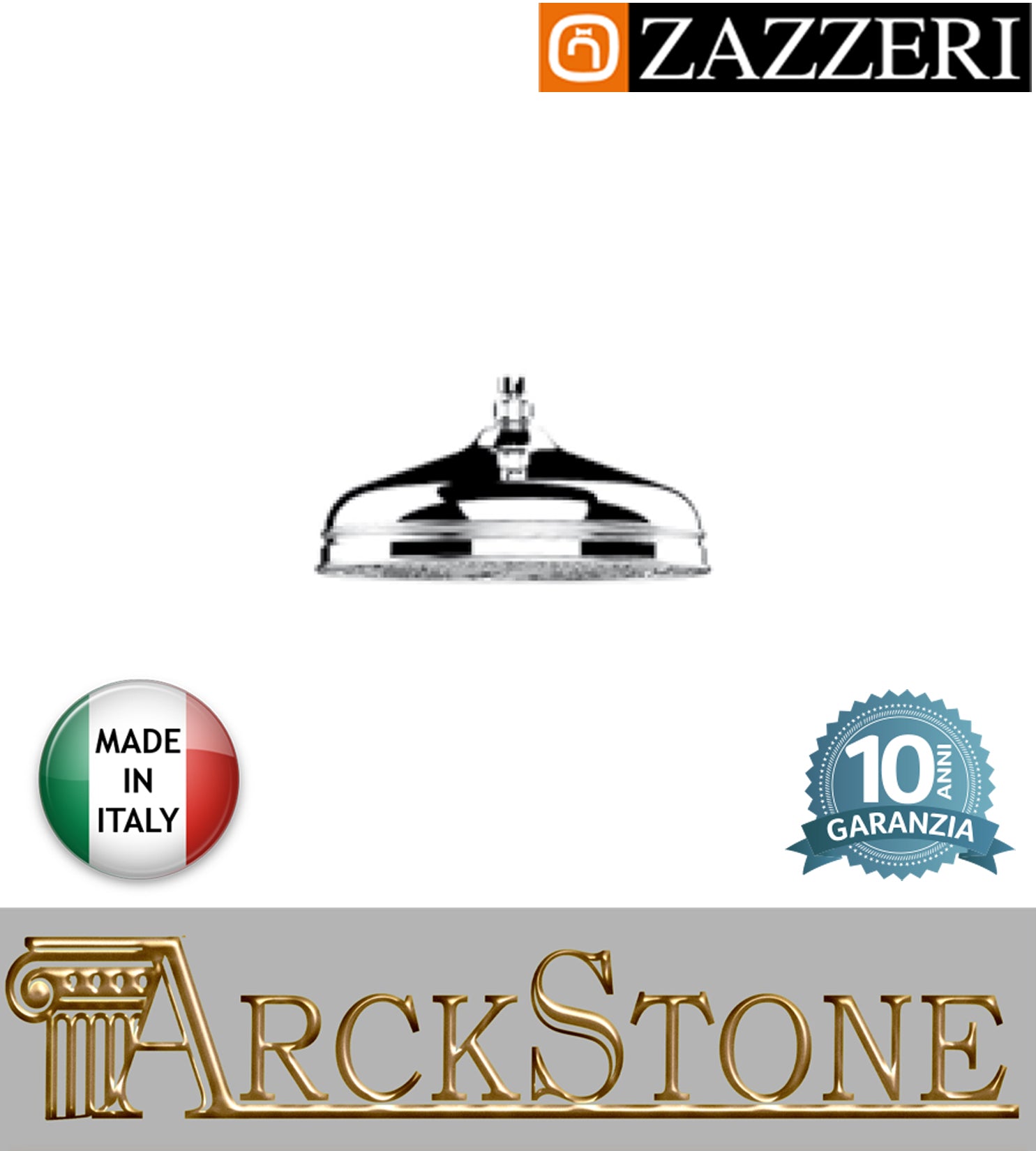 Soffione doccia tondo Ø300 mm marca Zazzeri modello Shower Unix parete finitura cromata Anticalcare arredamento bagno cromo garanzia 10 anni azienda certificata qualità made in italy