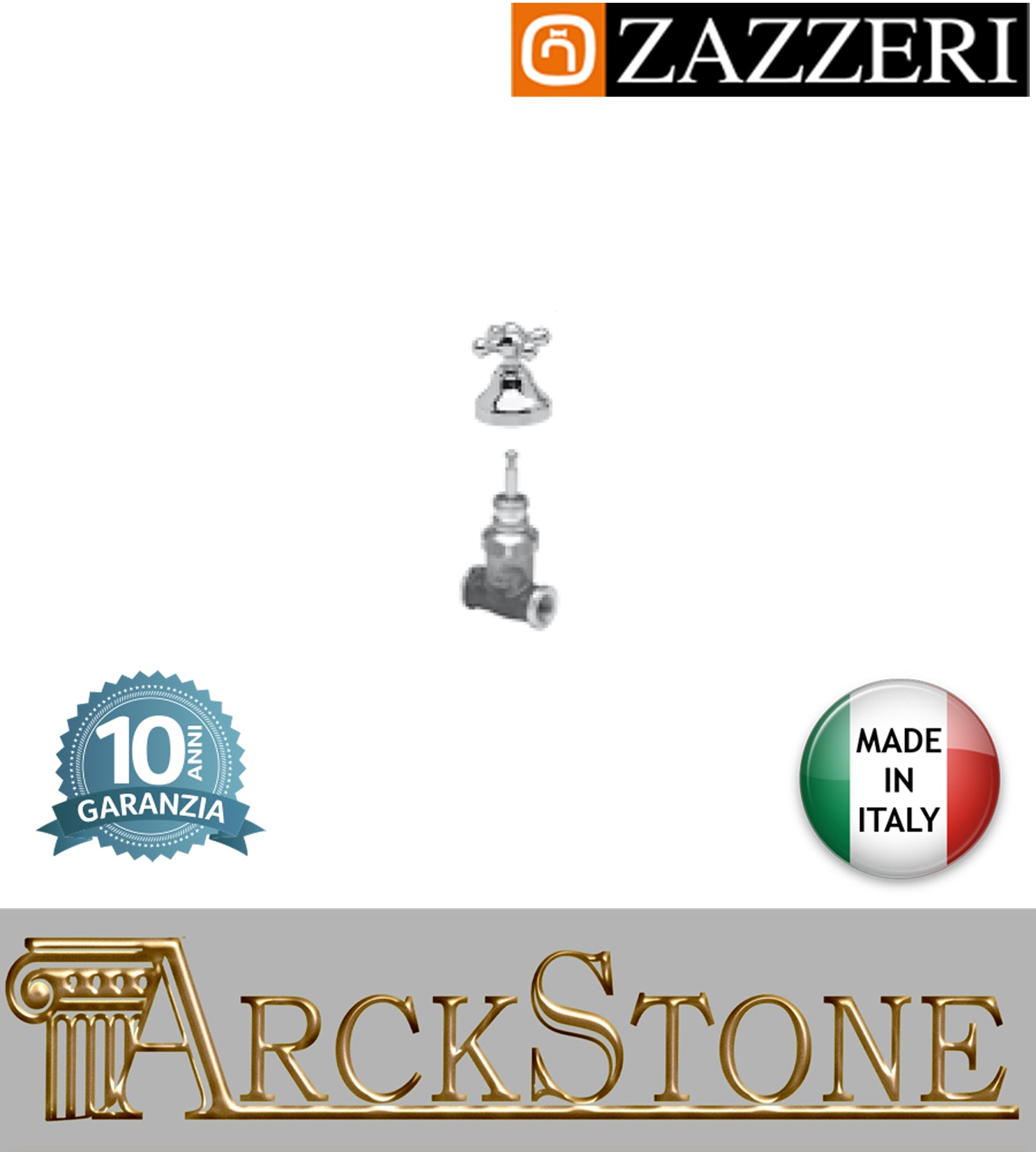 Rubinetto arresto marca Zazzeri modello Shower Unix G1/2" completo NEUTRO vitone ceramico 180° finitura ottone cromato incasso parete rubinetto arredamento rubinetteria muro cromo arredo bagno garanzia 10 anni qualità made in italy