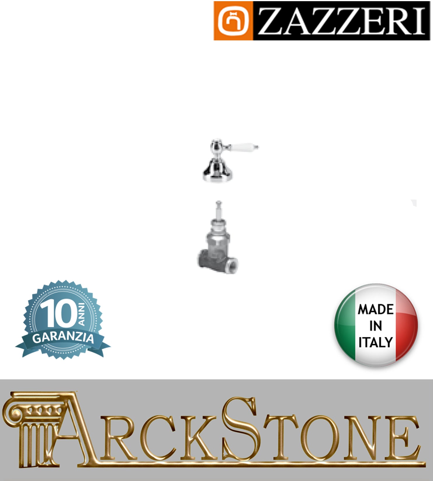 Rubinetto arresto marca Zazzeri modello Shower Unix G1/2" completo NEUTRO vitone ceramico 90° apertura SX finitura ottone cromato incasso parete rubinetto arredamento rubinetteria cromo bagno garanzia 10 anni qualità made in italy