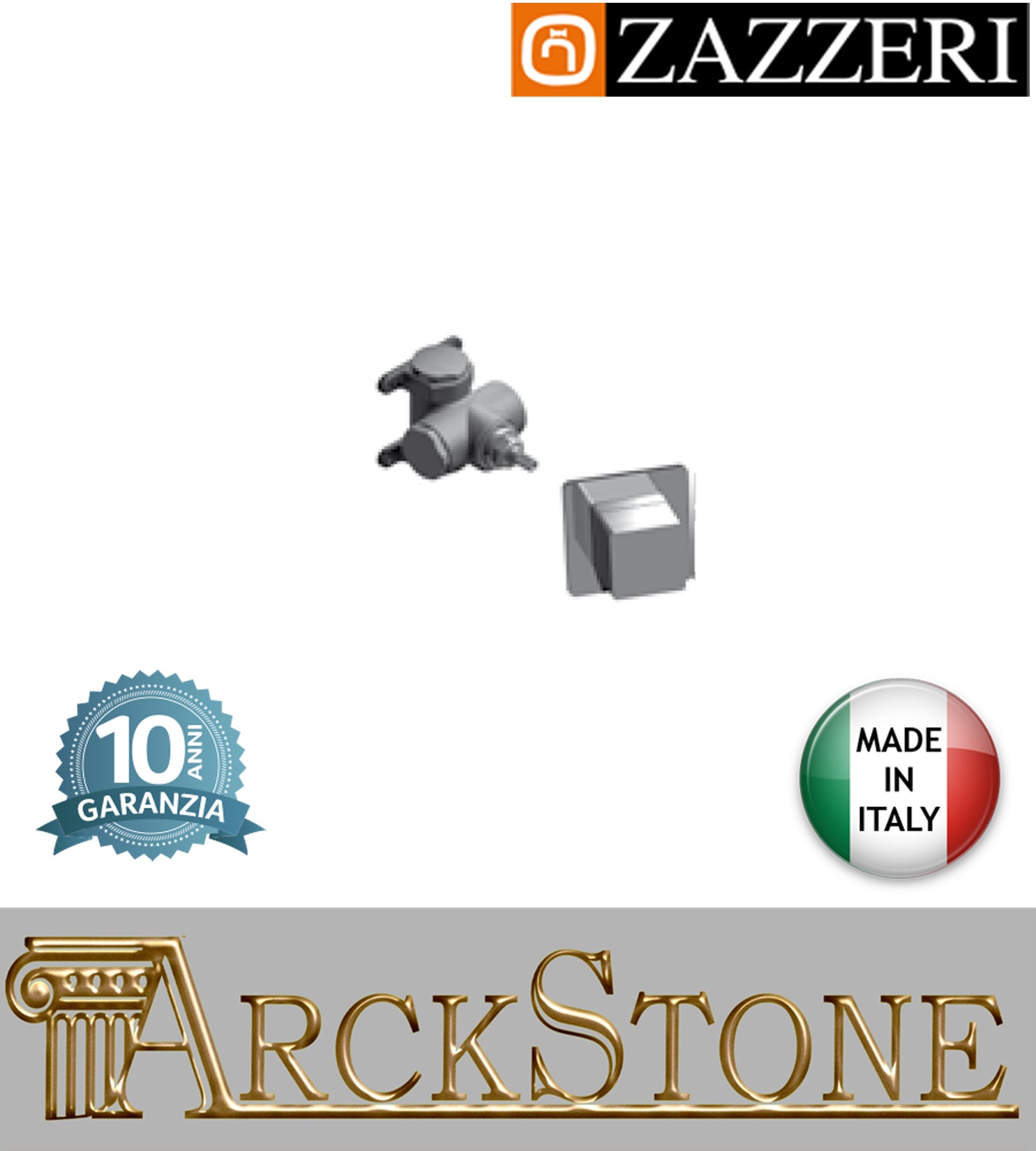 Rubinetto arresto marca Zazzeri modello Shower Unix G 3/4" completo vitone ceramico 90° finitura ottone cromato incasso parete rubinetto arredamento rubinetteria cromo arredo bagno garanzia 10 anni qualità made in italy