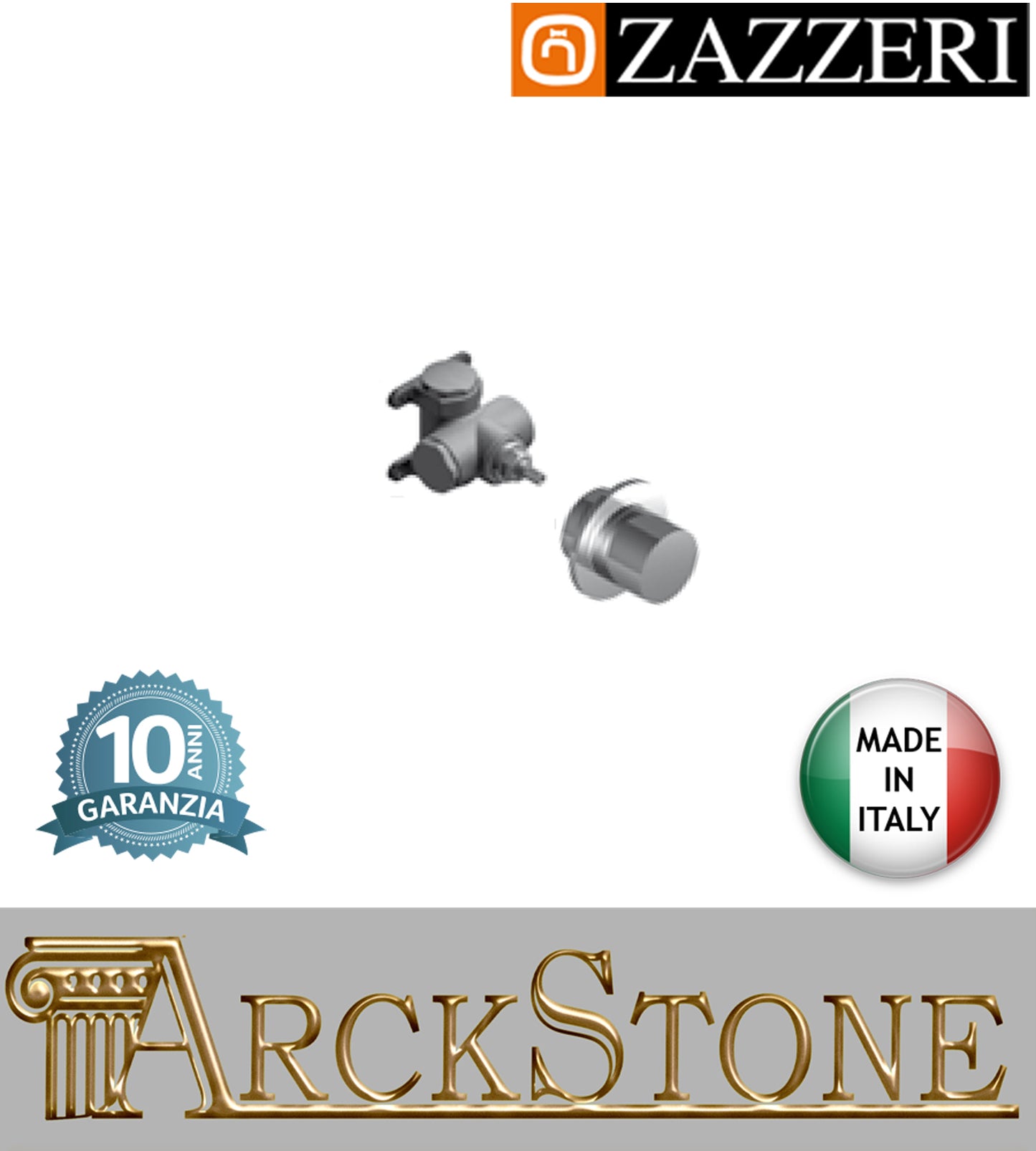 Rubinetto arresto marca Zazzeri modello Shower Unix G3/4" completo vitone ceramico 90° finitura ottone cromato incasso parete rubinetto arredamento rubinetteria cromo arredo bagno garanzia 10 anni qualità made in italy