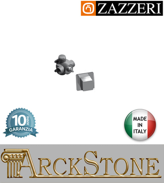 Rubinetto arresto deviatore incasso stop due uscite marca Zazzeri modello Shower Unix 2900D405A00+6700Y407AA0 CRCR completo finitura ottone cromato parete rubinetto rubinetteria arredamento cromo arredo bagno garanzia 10 anni qualità made in italy