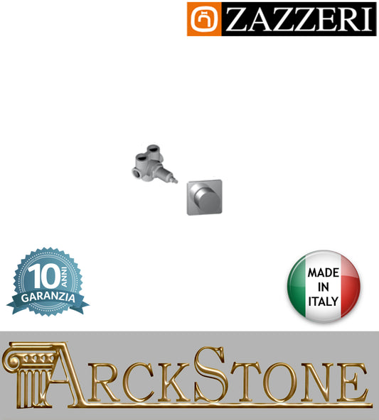 Rubinetto arresto deviatore incasso tre vie marca Zazzeri modello Shower Unix 2900V405AB1+3500Y407AA0 CRCR completo finitura ottone cromato parete rubinetto rubinetteria arredamento cromo arredo bagno muro garanzia 10 anni qualità made in italy