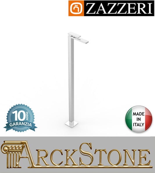 Miscelatore lavabo marca Zazzeri modello Qquadro completo ECO getto 170xh991 mm finitura ottone cromato colonna rubinetto rubinetteria arredamento cromo acqua arredo bagno pavimento garanzia 10 anni qualità made in italy