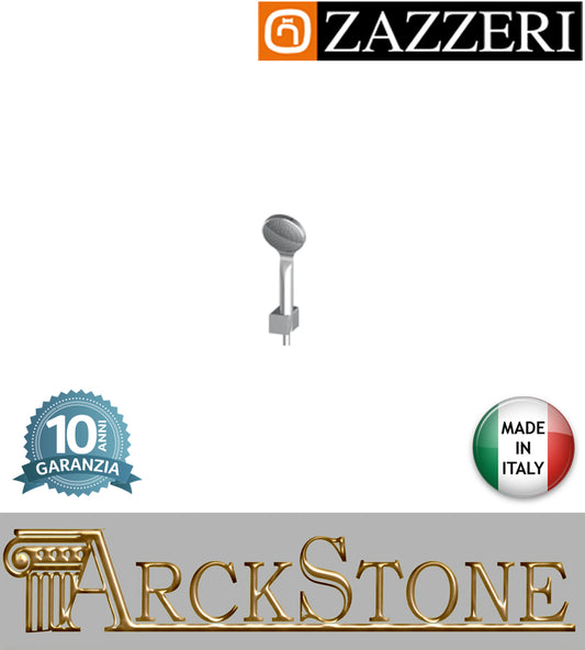 Set doccia marca Zazzeri modello Qquadro doccetta Ø100mm supporto finitura cromata flessibile PVC anticalcare rubinetteria parete cromo arredo bagno casa home arredamento muro garanzia 10 anni qualità made in italy