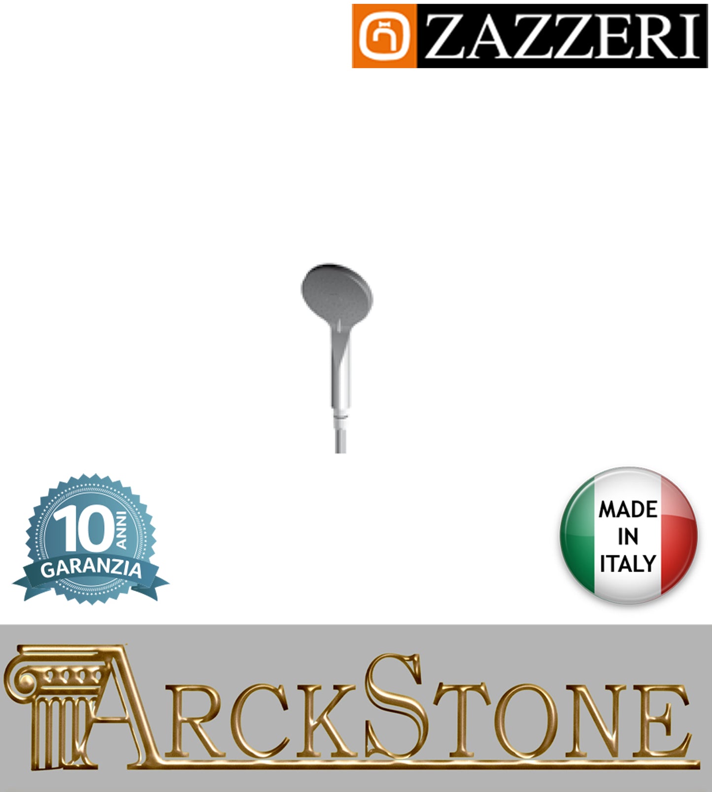 Set doccia doccetta multifunzione Ø115 mm marca Zazzeri modello Qquadro finitura cromata anticalcare flessibile PVC cromo rubinetteria rubinetto arredo bagno arredamento acqua garanzia 10 anni qualità made in italy