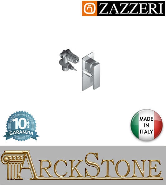 Miscelatore doccia incasso marca Zazzeri modello Qquadro finitura ottone cromato deviatore cromo parete rubinetteria rubinetto arredo bagno arredamento muro acqua casa home garanzia 10 anni qualità made in italy