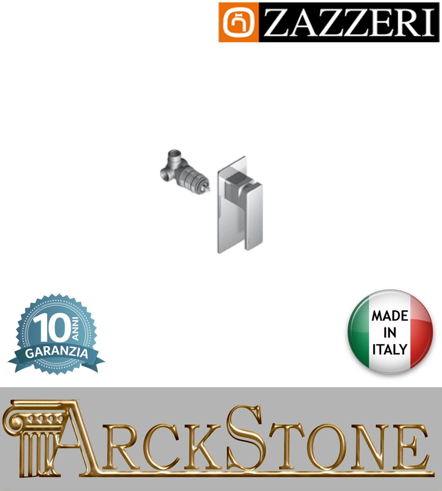 Miscelatore doccia incasso marca Zazzeri modello Qquadro finitura ottone cromato una via cromo parete rubinetteria rubinetto arredo bagno arredamento muro acqua casa home garanzia 10 anni qualità made in italy