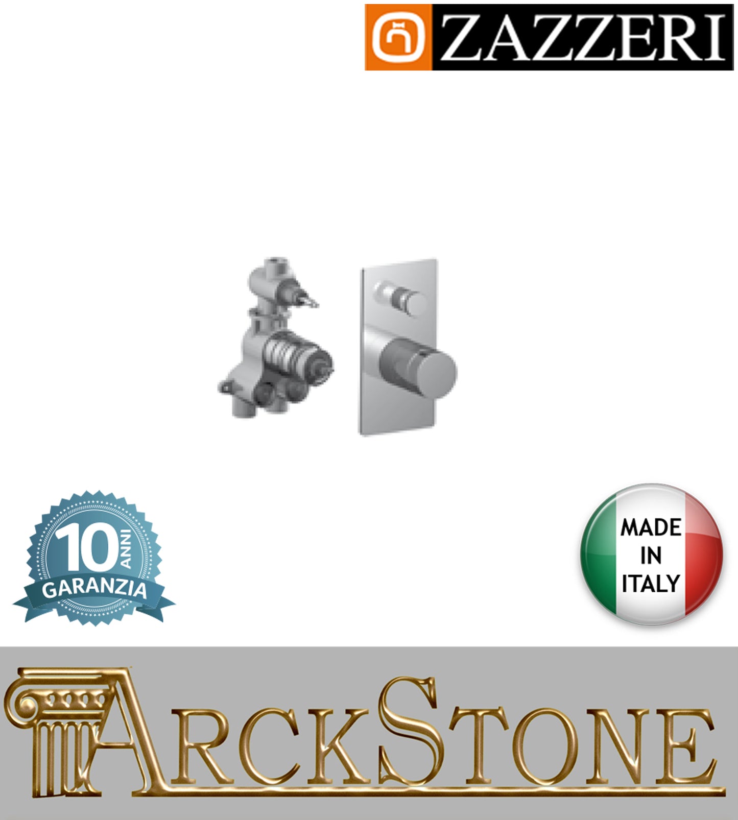 Miscelatore termostatico doccia marca Zazzeri modello Qquadro finitura ottone cromato COMPACT incasso 2 uscita cromo parete rubinetteria rubinetto arredo bagno muro arredamento garanzia 10 anni qualità made in italy