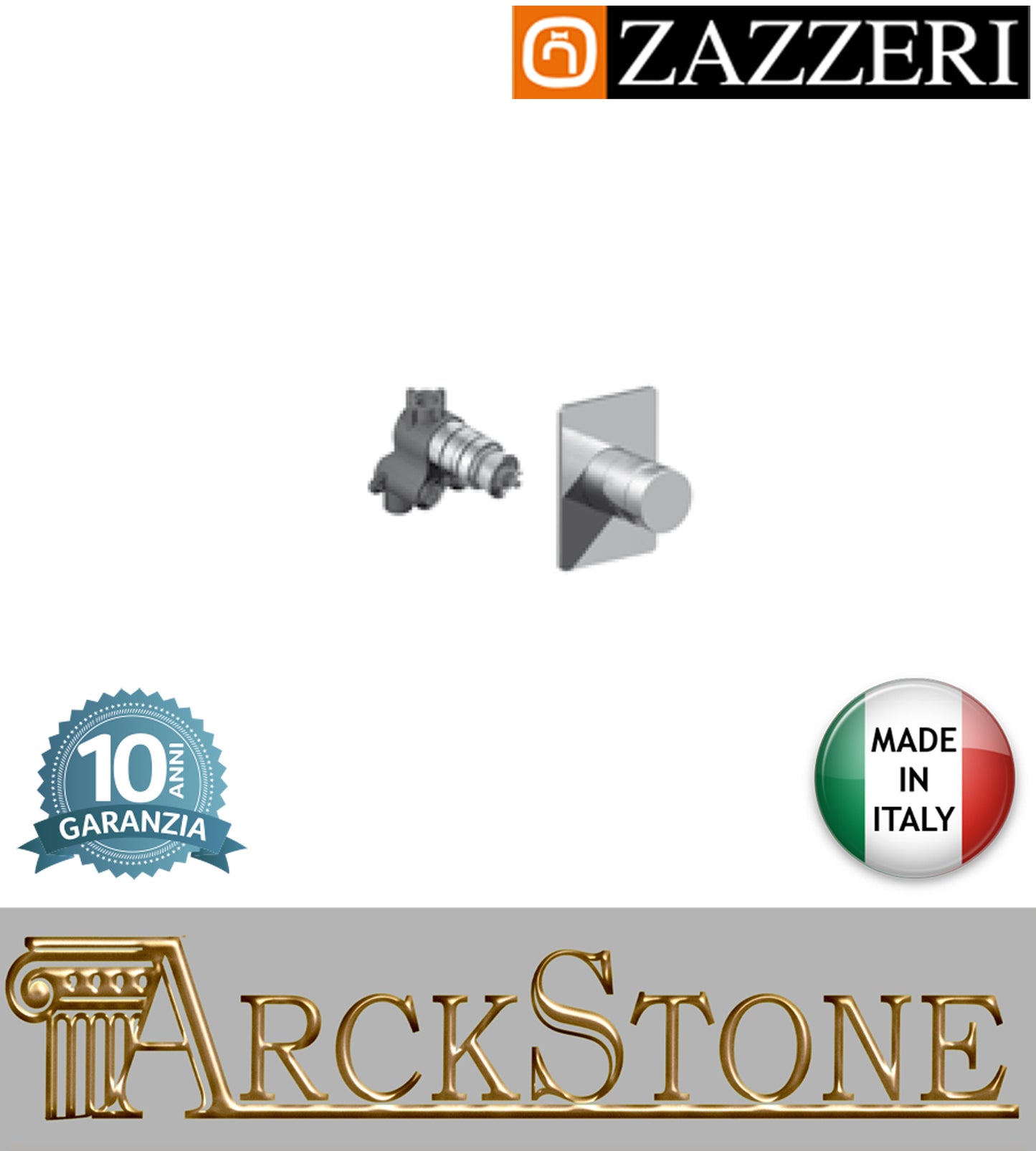 Miscelatore termostatico doccia marca Zazzeri modello Qquadro finitura ottone cromato COMPACT incasso 1 uscita cromo parete rubinetteria rubinetto arredo bagno muro arredamento garanzia 10 anni qualità made in italy