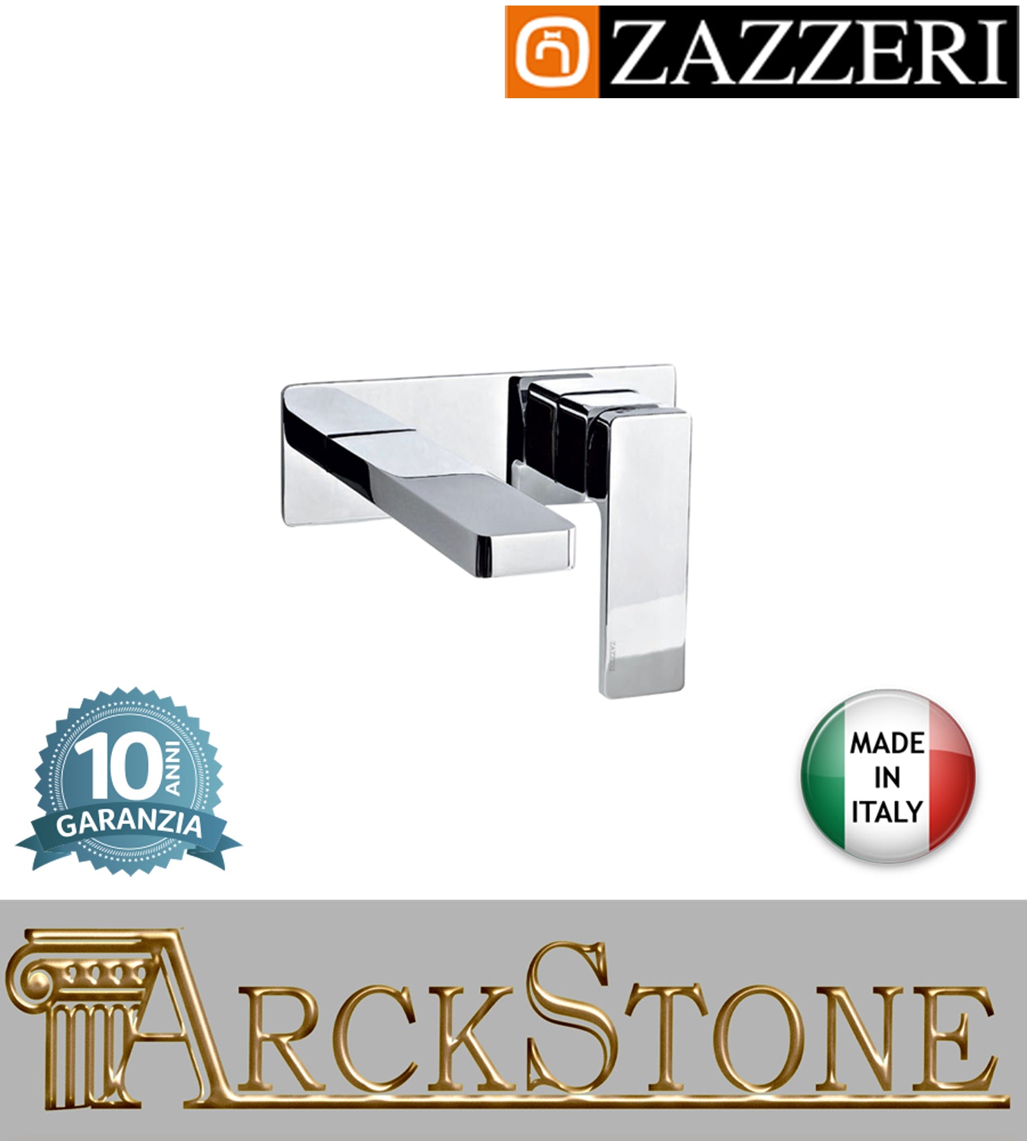 Miscelatore vasca marca Zazzeri modello Qquadro incasso finitura cromata parete senza doccetta e flessibile rubinetteria parete cromo arredo bagno arredamento muro acqua casa garanzia 10 anni qualità made in italy