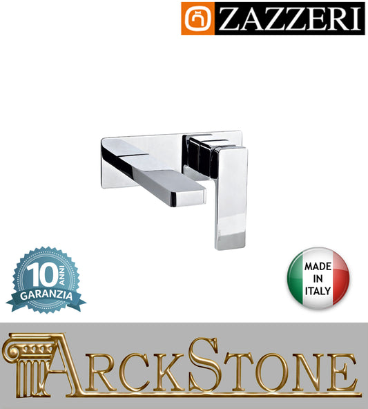 Miscelatore vasca marca Zazzeri modello Qquadro incasso finitura cromata parete senza doccetta e flessibile rubinetteria parete cromo arredo bagno arredamento muro acqua casa garanzia 10 anni qualità made in italy
