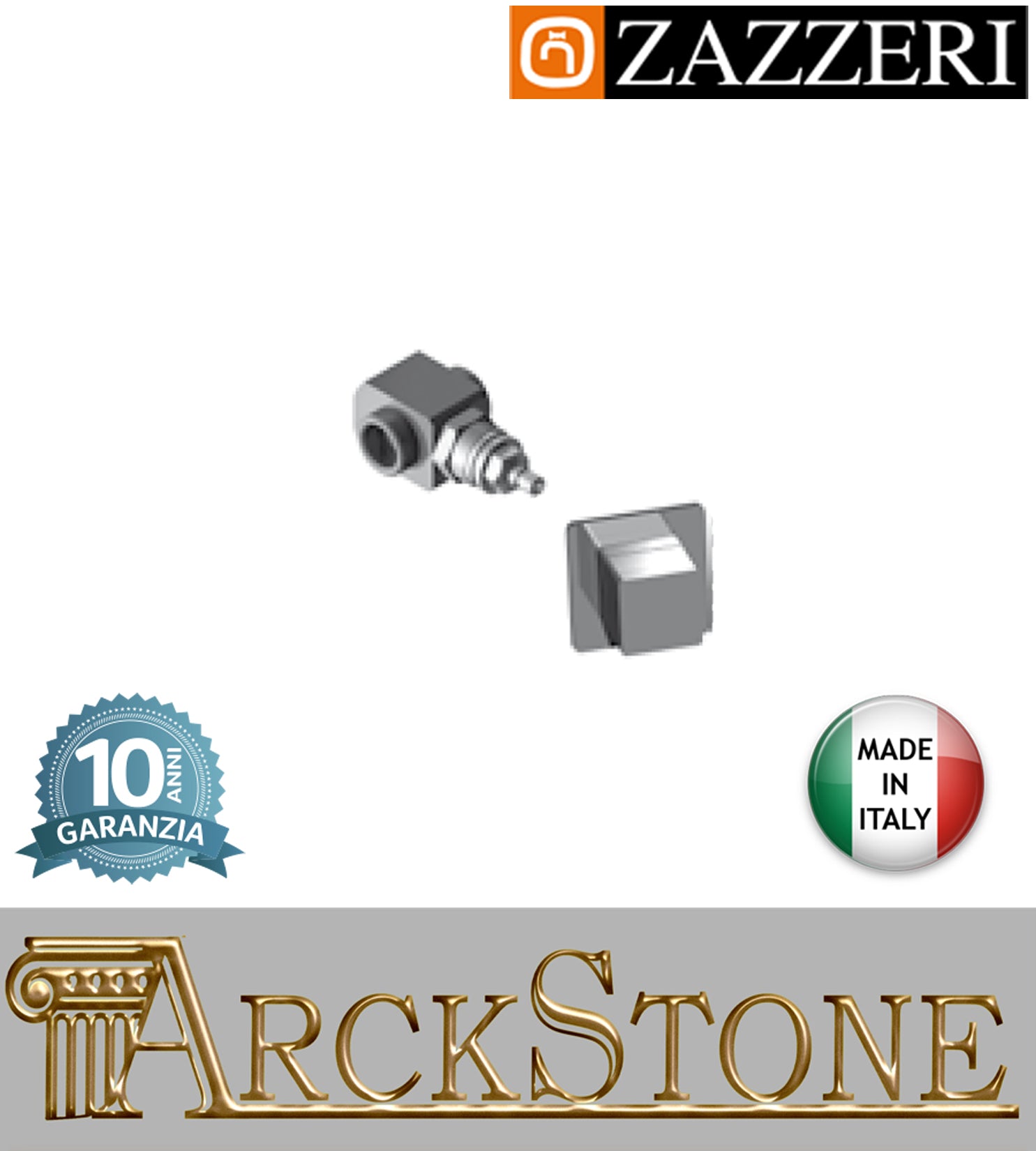 Rubinetto arresto marca Zazzeri modello Qquadro G1/2" completo vitone ceramico 180° apertura DX finitura ottone cromato incasso parete rubinetto arredamento rubinetteria cromo arredo bagno garanzia 10 anni qualità made in italy