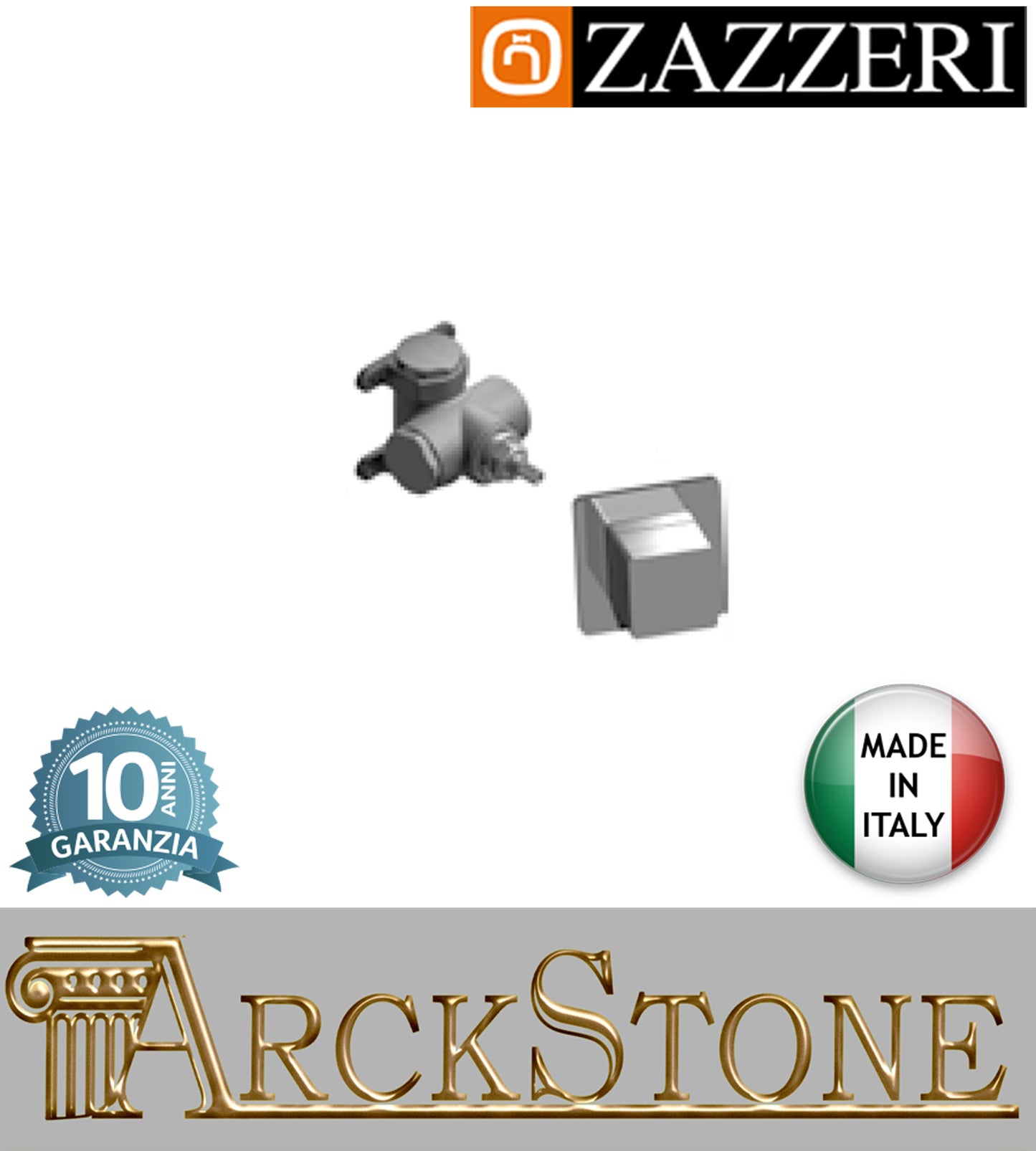 Rubinetto arresto marca Zazzeri modello Qquadro G3/4" completo vitone ceramico 90° finitura ottone cromato incasso parete rubinetto arredamento rubinetteria cromo arredo bagno garanzia 10 anni qualità made in italy 