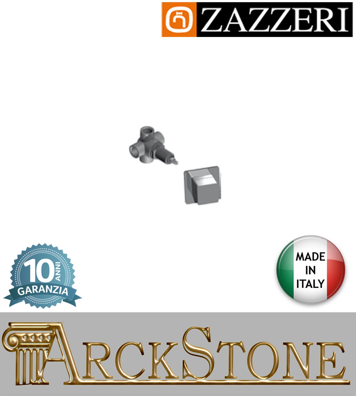 Rubinetto arresto marca Zazzeri modello Qquadro G1/2" completo due vie deviatore finitura ottone cromato incasso parete rubinetto arredamento rubinetteria cromo arredo bagno garanzia 10 anni qualità made in italy