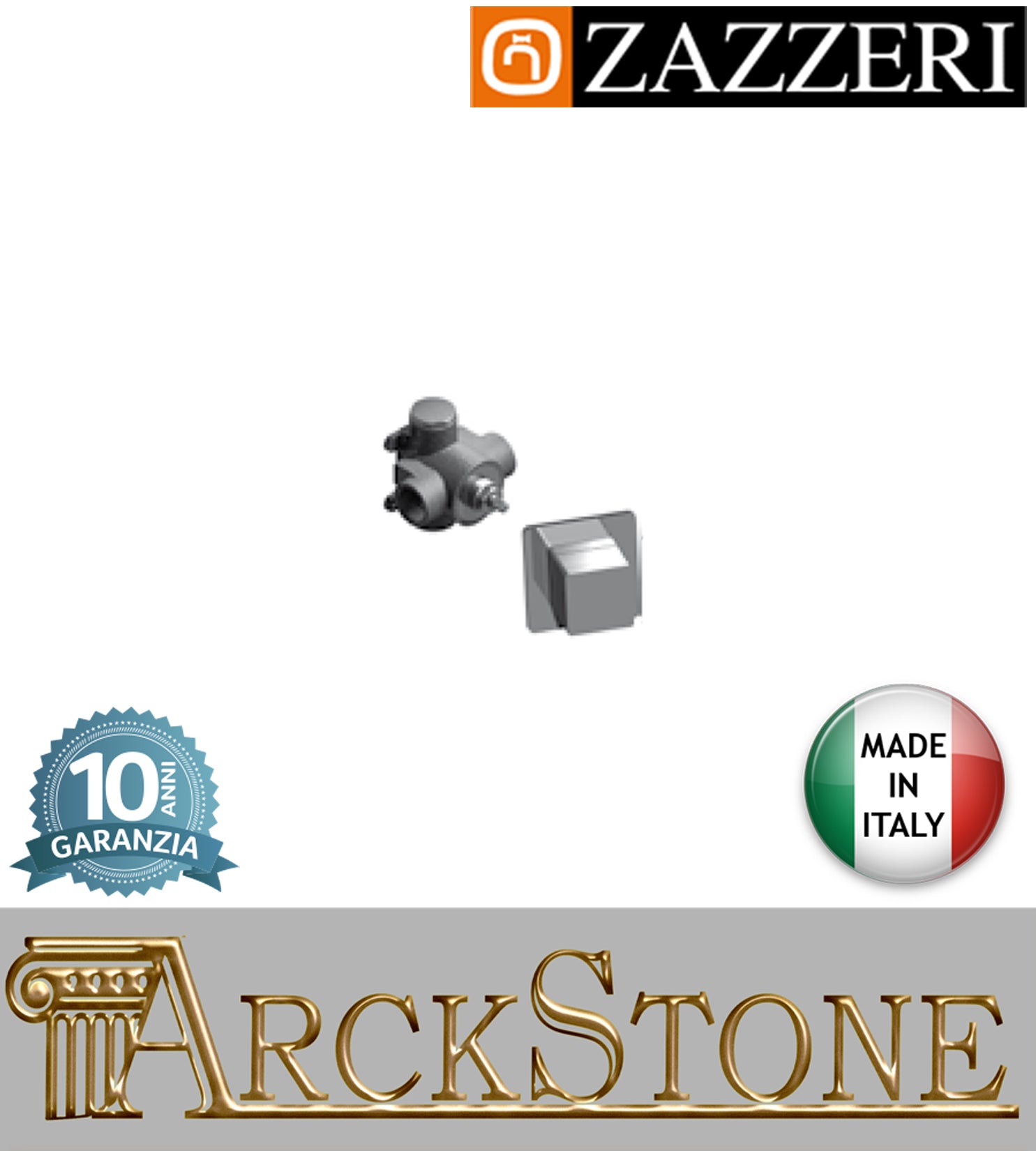 Rubinetto arresto marca Zazzeri modello Qquadro completo G3/4" deviatore finitura ottone cromato incasso parete rubinetto arredamento rubinetteria cromo arredo bagno casa garanzia 10 anni qualità made in italy