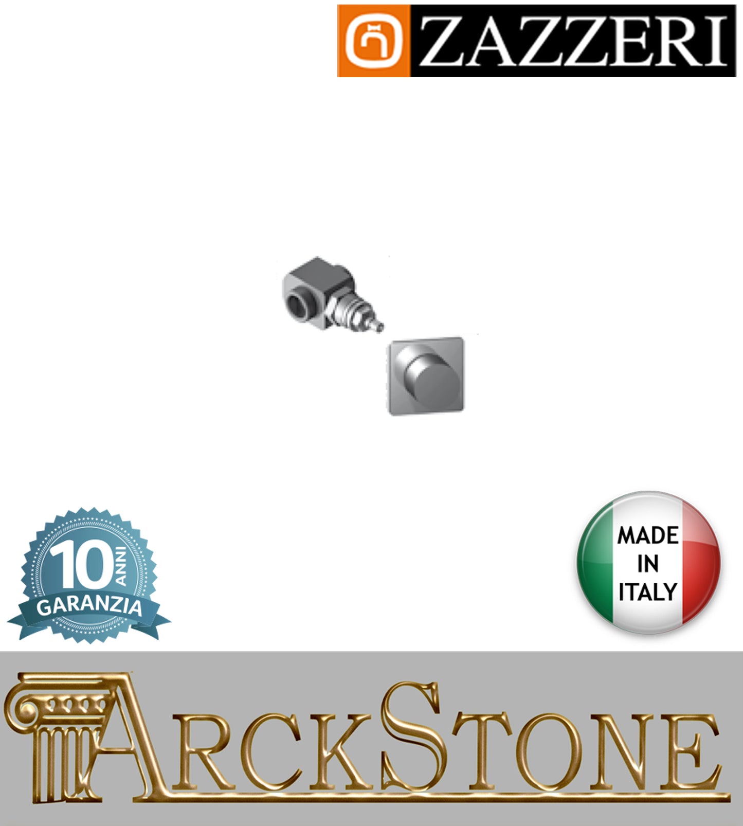 Rubinetto arresto marca Zazzeri modello Qquadro completo G1/2" vitone ceramico 180° finitura ottone cromato apertura DX incasso parete rubinetto arredamento rubinetteria cromo arredo bagno garanzia 10 anni qualità made in italy