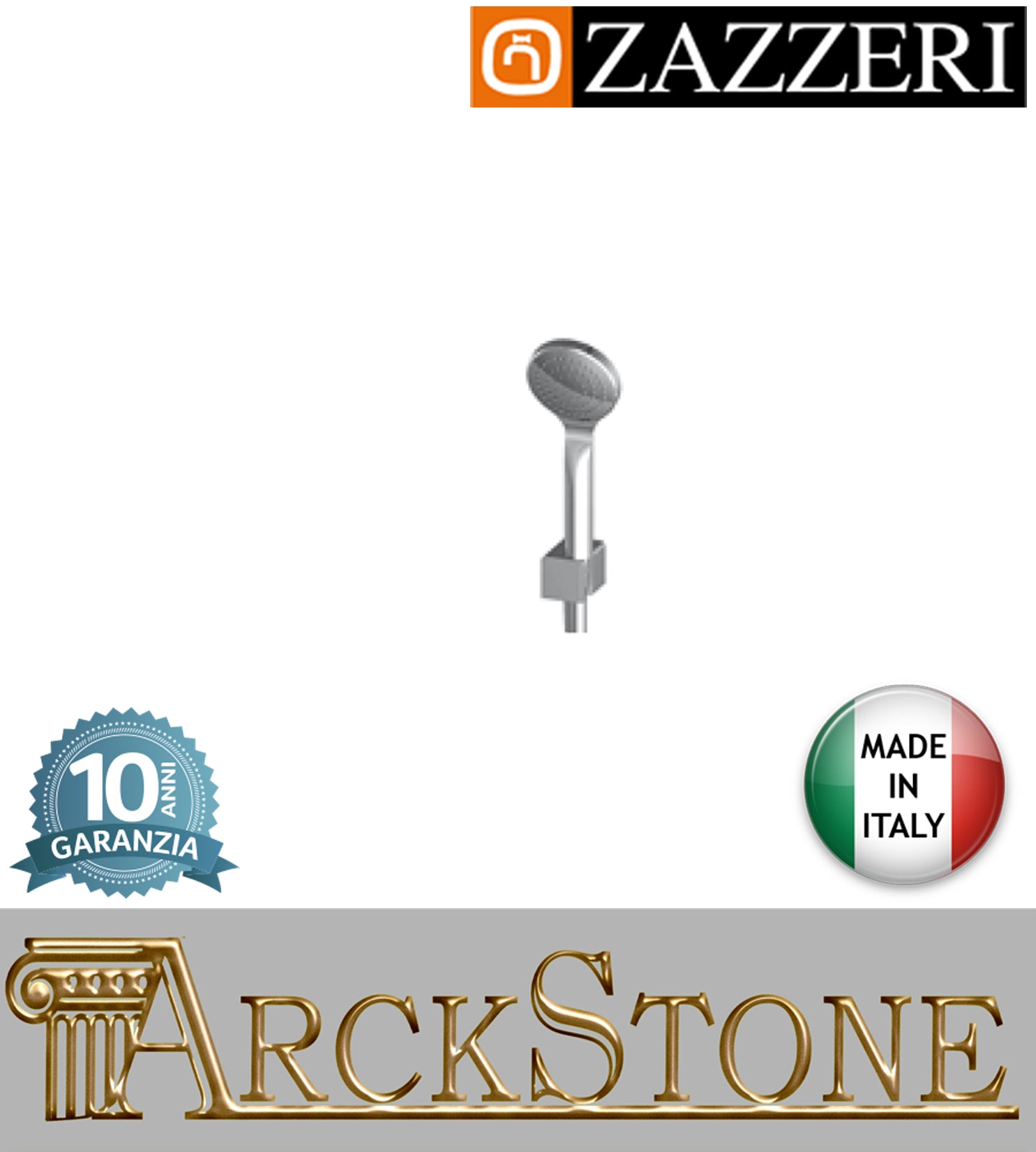 Set doccia doccetta Ø100 mm marca Zazzeri modello Qquadro completo presa acqua supporto finitura ottone cromato parete rubinetteria arredamento rubinetteria arredo bagno cromo garanzia 10 anni qualità made in italy
