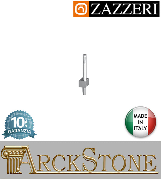 Set doccia doccetta stilo marca Zazzeri modello Qquadro completo presa acqua supporto finitura ottone cromato parete rubinetteria arredamento rubinetteria arredo bagno cromo garanzia 10 anni qualità made in italy